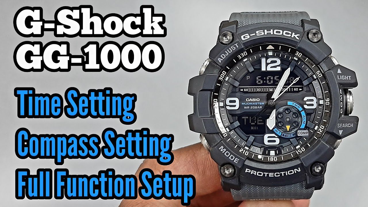 G-Shock GG-1000-1A8 Mudmaster Time Setting, Compass Calibration, Full Function Setup Tutorial