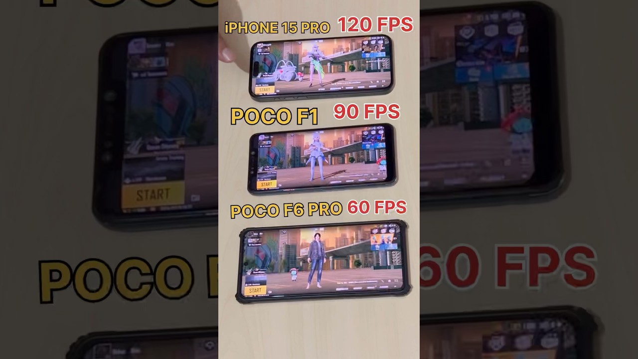 iPHONE 15 PRO😈 Vs POCO F6 PRO💀Vs POCO F1🔥-PUBG TEST #pocof6pro  #pubg #shorts #iphone