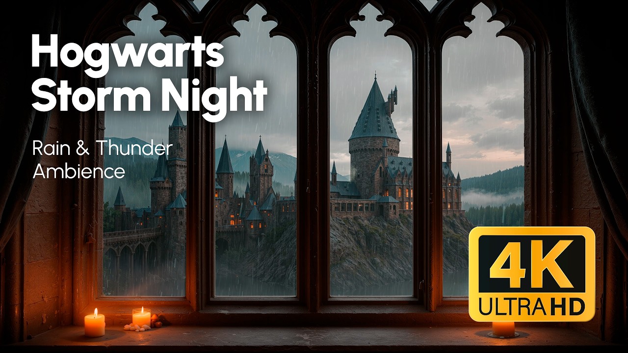 Hogwarts Castle in Rain & Thunderstorm | Cozy Wizard School Ambience for Sleep & Study (4K)