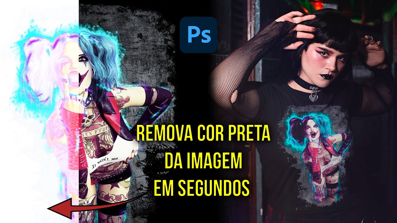 Como remover a cor preta de qualquer imagem no photoshop  {Fácil do zero #dtfprinting}