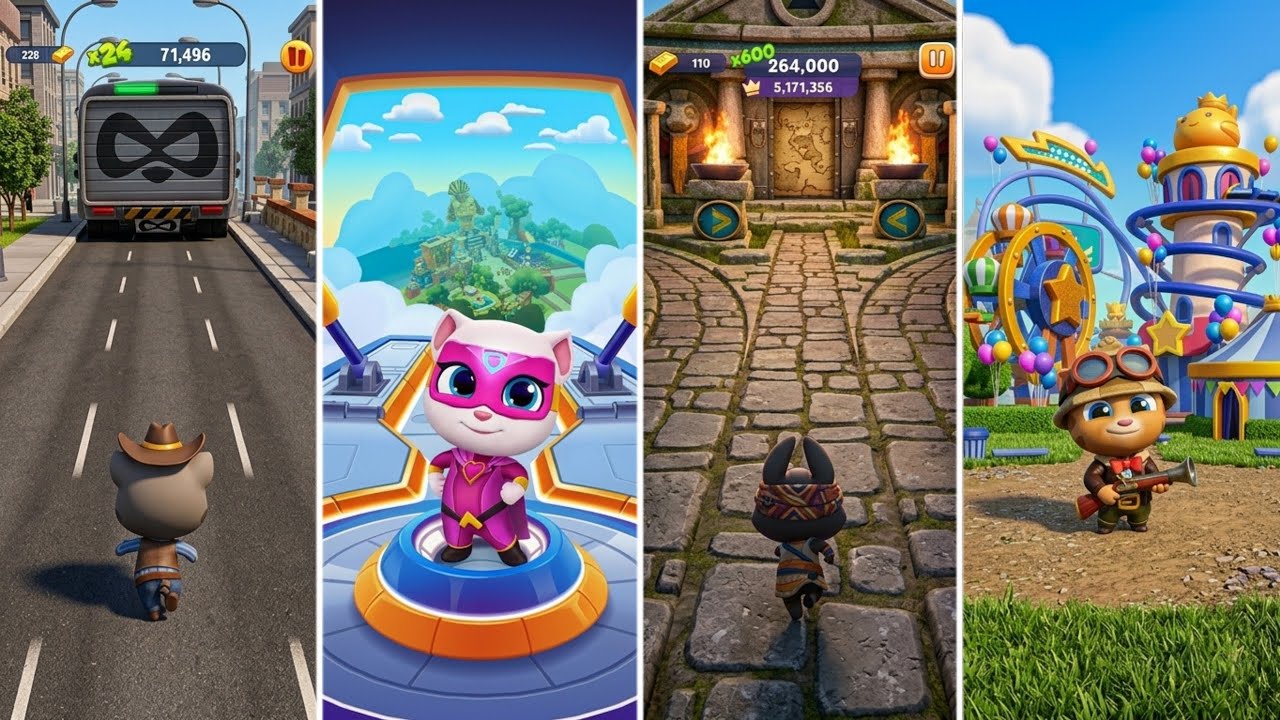 Talking Tom Gold Run,Talking Tom Hero Dash,Talking Tom Time Rush,Talking Tom Blast Park