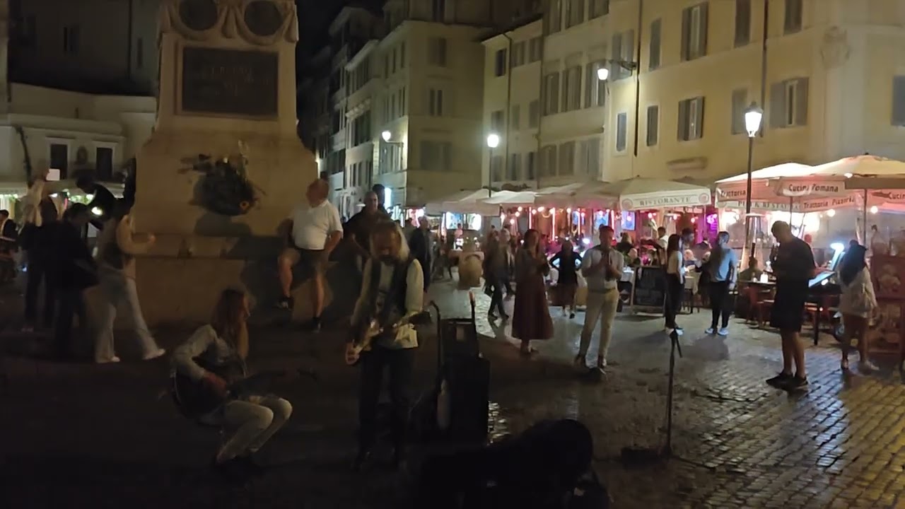 Street musician Rome Comfortably Numb at Campo de Fiori Piazza Oct 2024