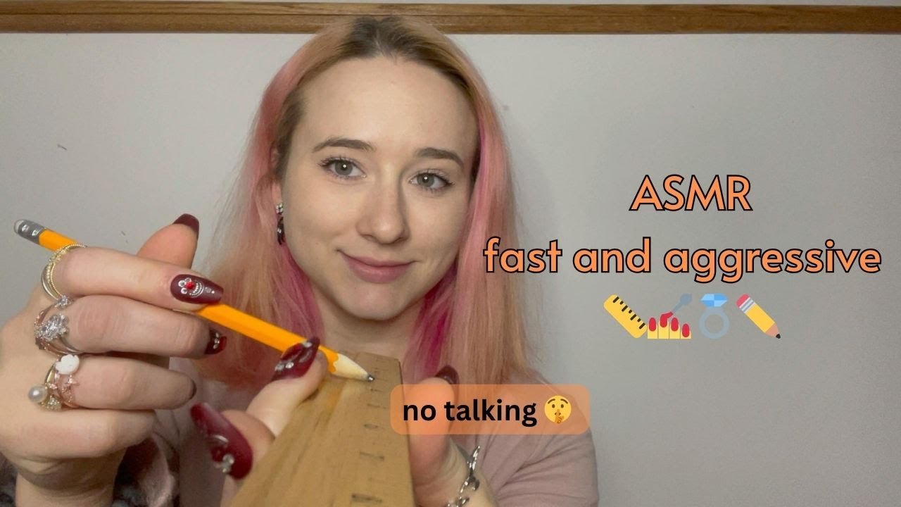 ASMR fast and aggressive visual triggers | no talking 📏💅💍✏️