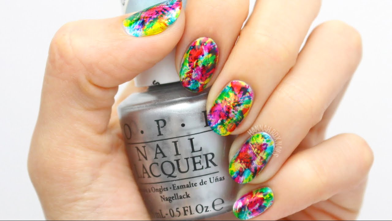 Abstract Tie Dye Nail Art with OPI Color Paints!