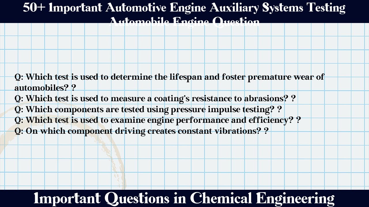 MCQ Questions Automotive Engine Auxiliary Systems Testing Automobile Engine with Answers