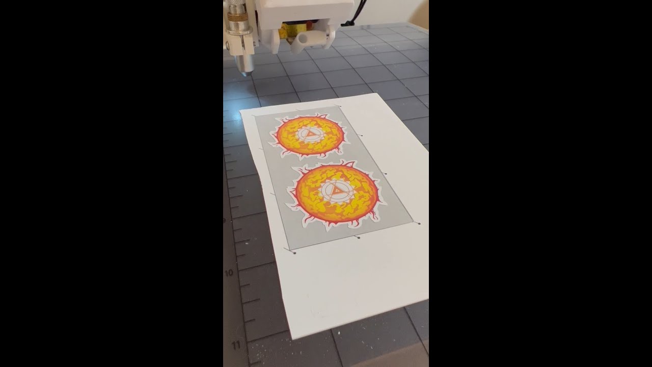 A drag knife on a 3D printer contour-cutting stickers