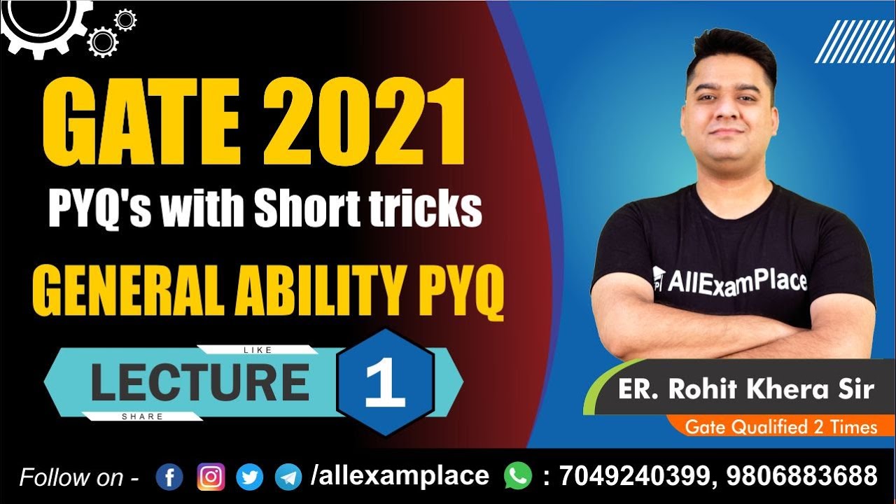 GATE 2021 | General Ability Previous year Questions with Short Tricks Part-1 | Questions for GATE