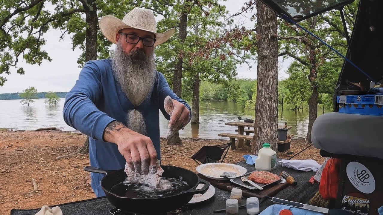 Lakeside Truck Camping | Country Fried Steak with Gravy and Potatoes