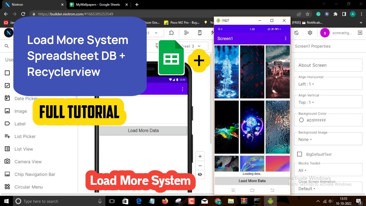 Google spreadsheet database load more system with RecyclerView in niotron
