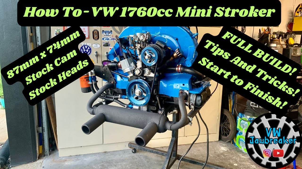 How To Build A 1760cc Aircooled VW Stroker Engine - 1641cc + 74mm Crank - Full Build