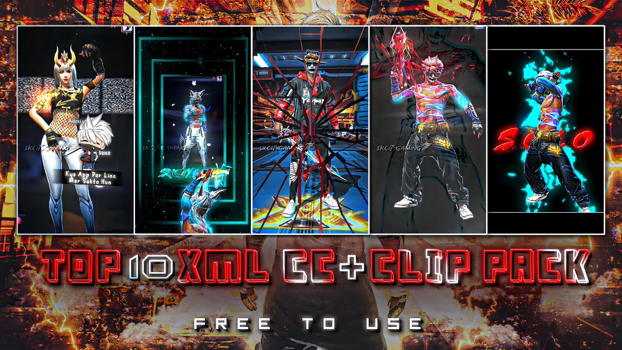 FREE FIRE TOP 10 XML CC + CLIPS | FREE FIRE CLIPS PACK | TOP 10 EMOTE CLIPS ⬇️ #ff