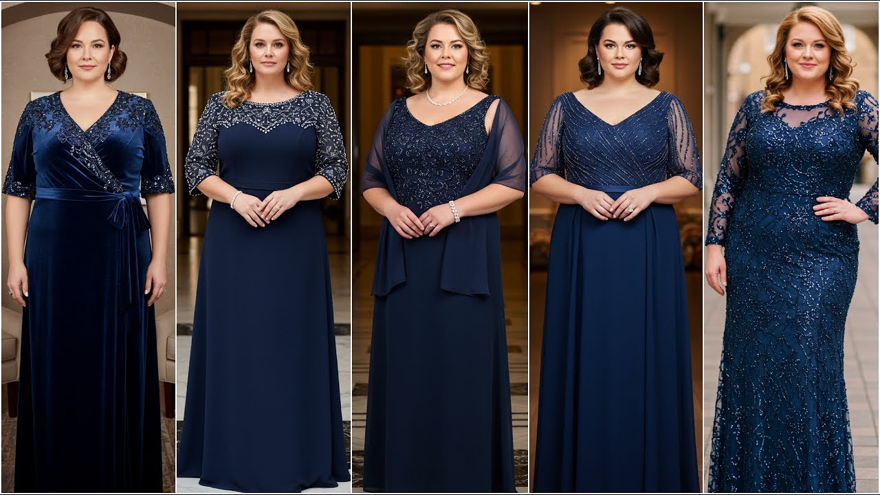 Gorgeous Deep Blue Plus Size Mother of The Bride Dresses - Mom Wedding Dresses for Plus Sizes 2025