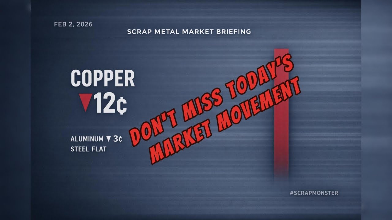 Daily Scrap Metal Market Briefing | Copper ▼12¢ Aluminum ▼3¢ | Feb 2, 2026 | ScrapMonster