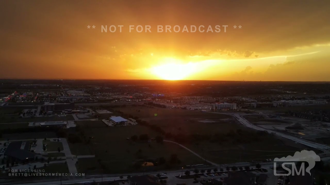 05-13-2022 Fort Worth, TX - Drone sunset between severe warned storms