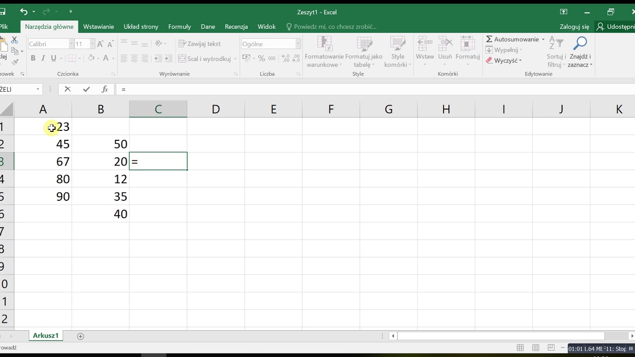 Excel cw4 Stosujemy adresowanie względne