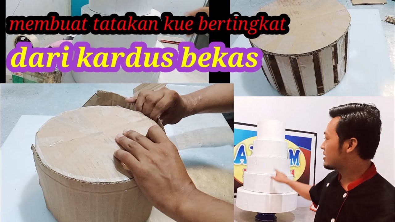 Cara membuat tatakan kue bertingkat dari kardus bekas,#caramembuatdammy #caramembuattatakankue #alas