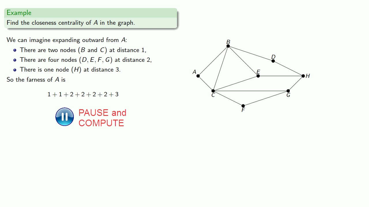 Centrality Measures:  Degree and Closeness