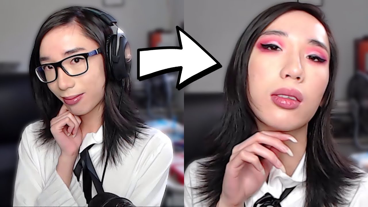 i dress up as a librarian girl and transform with makeup ( + overwatch and mukbang)