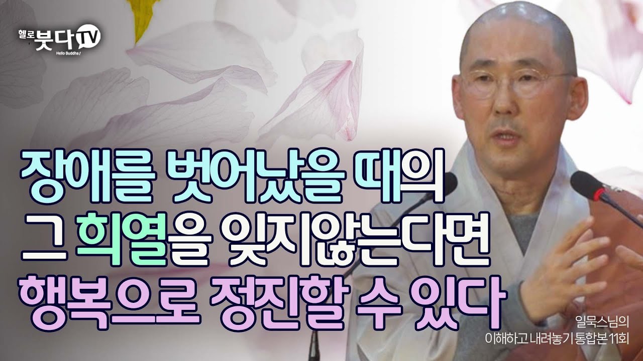 장애를 벗어났을 때의 그 희열을 잊지않는다면 행복으로 정진할 수 있다 | 일묵 스님의 이해하고 내려놓기 통합본 11회 | 선정 수행 깨달음 괴로움 무아 행복 희열 평온 지혜 선순환