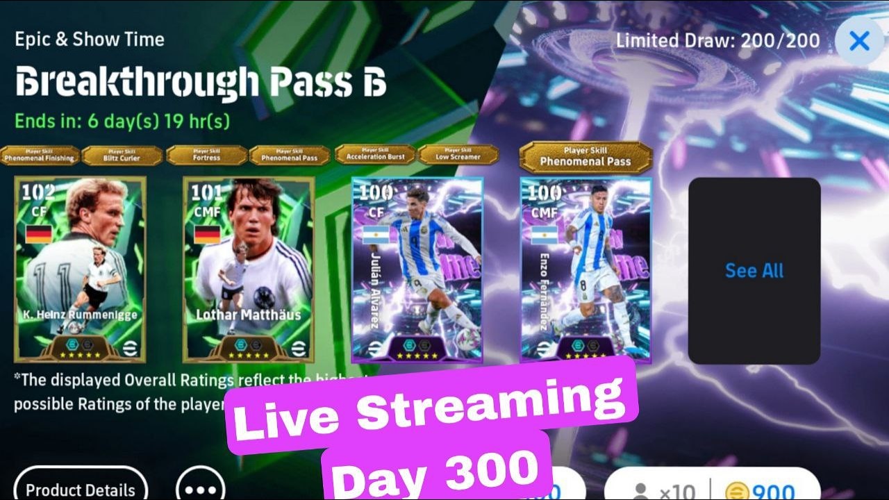 Efootball 2026 mobile fan  account rank game/ Days 300