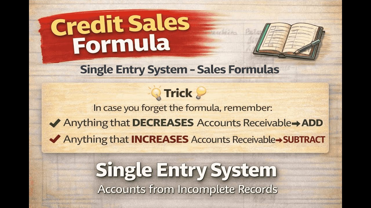 Single Entry System Formula | Credit Sales