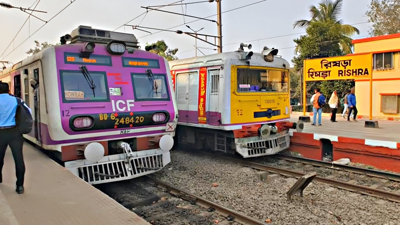 Multiple EMU locals + Sleeper Vande Bharat Action spotted at Rishra station #indianrailways #railway