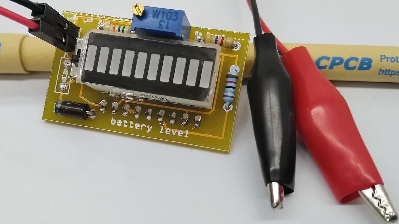 دائرة الكترونية بسيطة جدًا لقياس مستوى شحن البطاريات اصنعها بنفسك Battery Level Indicator