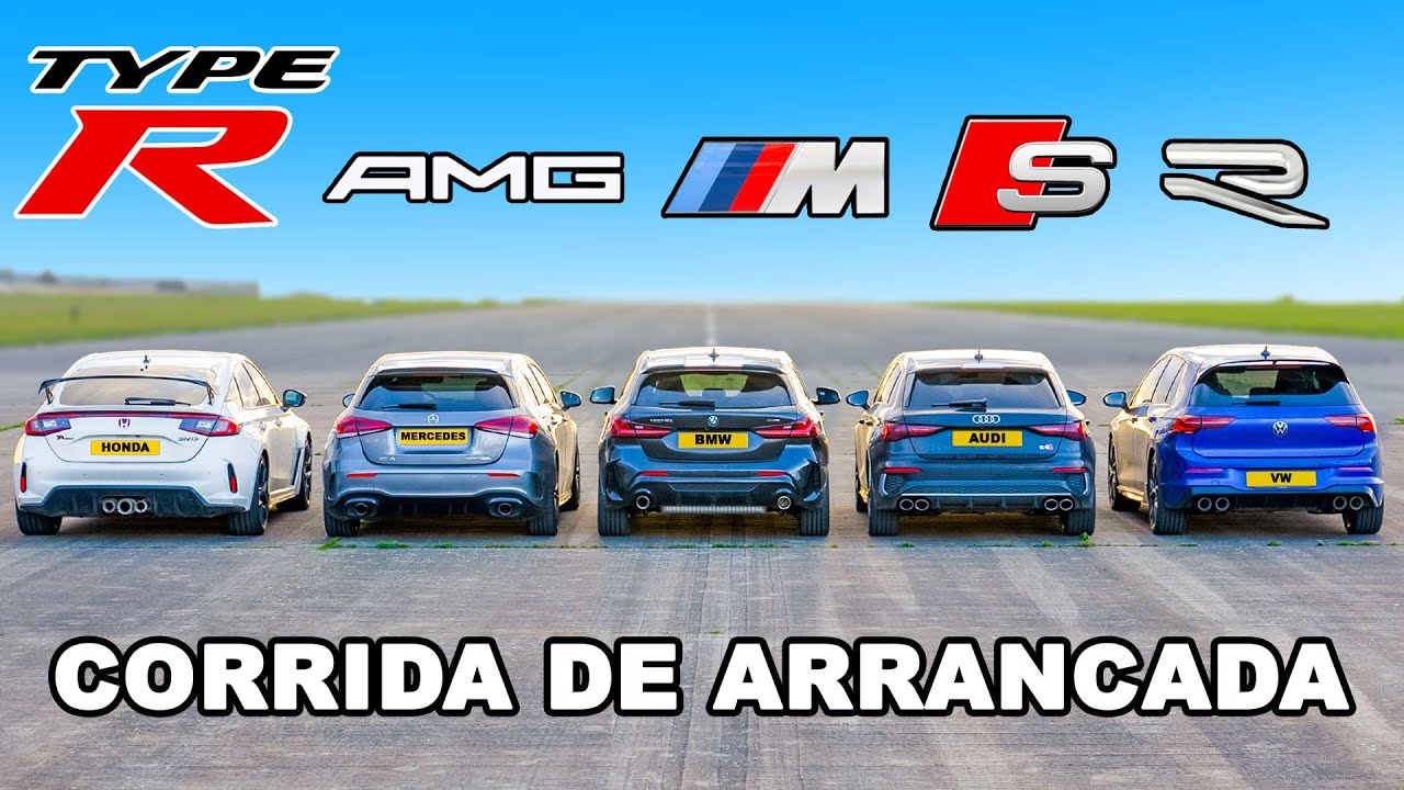 Novo Civic Type R vs M135i vs A35 vs S3 vs Golf R: CORRIDA DE ARRANCADA