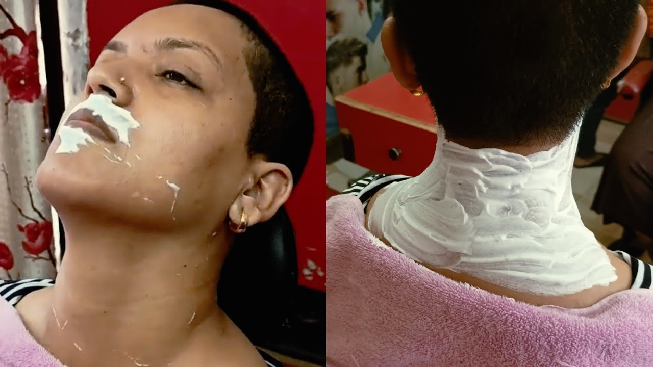 ladies face shave | neck shave straight razor | neck shave asmr | women face shave | shave asmr