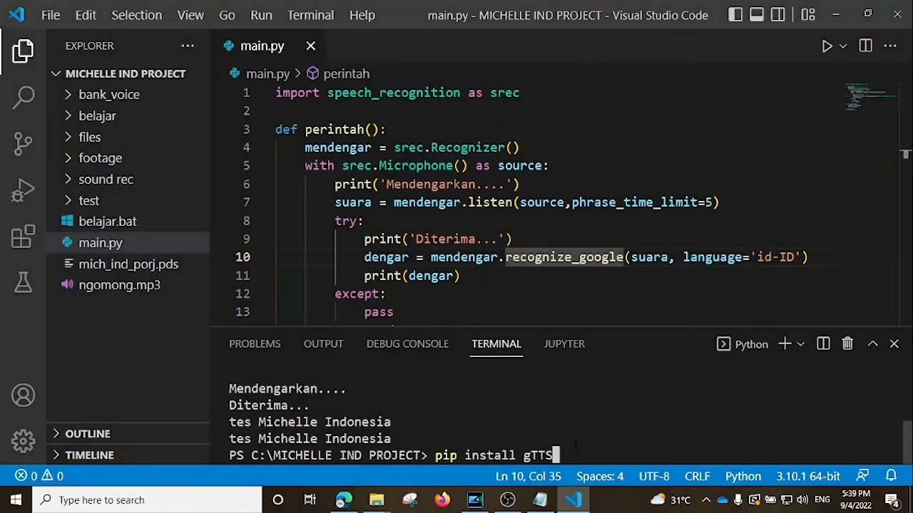 Membuat AI Virtual Assistance  berbahasa Indonesia || Michelle v.ind