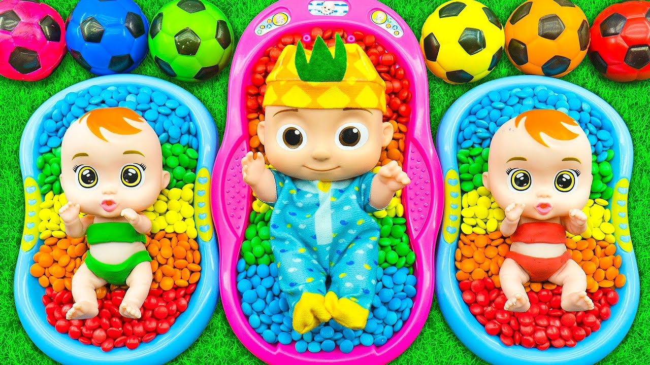 20 Minutes Satisfying ASMR, Filling Rainbow Bathtubs with M&M’s & Magic Slime