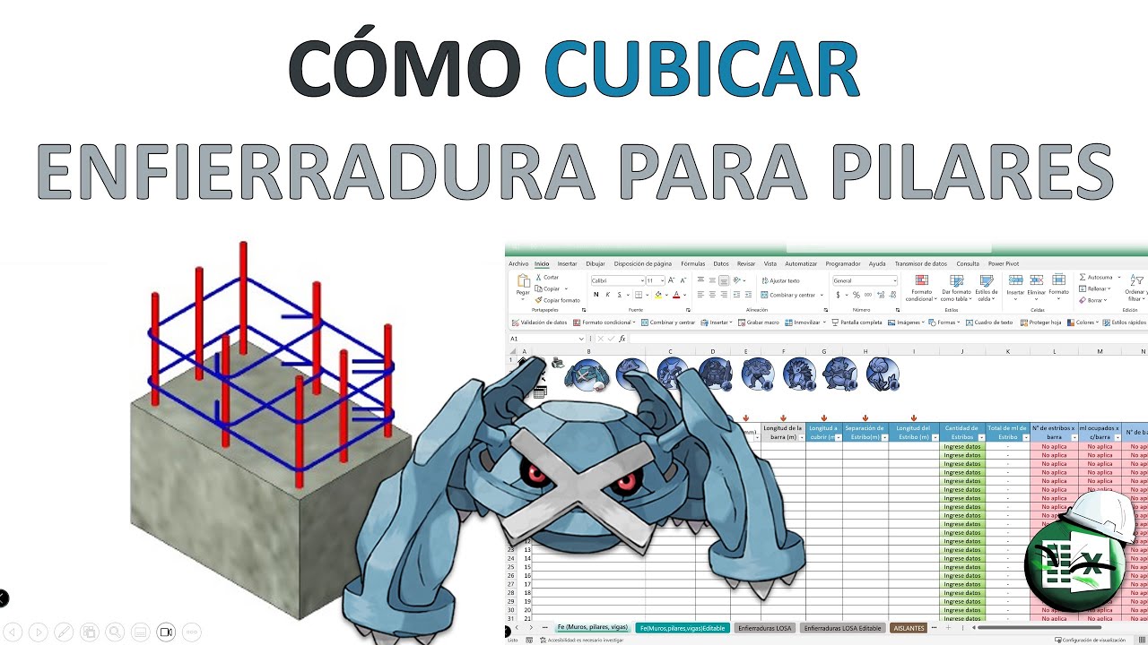 🚧CUBICAR ENFIERRADURA PARA PILARES (Planilla versión 2.0🌐📈)