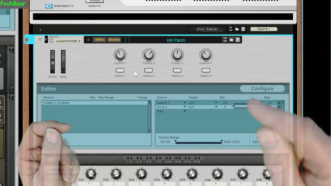 An enhanced version of using one button on a combinator to scroll through diff values of a control.