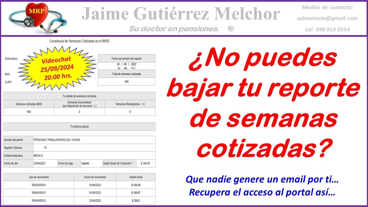 ¿No puedes bajar tu reporte de semanas cotizadas porque te cambiaron el email?