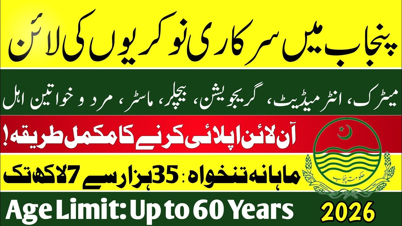 Latest Government Jobs 2026 in Punjab | Apply Online for Government Jobs 2026 in Pakistan