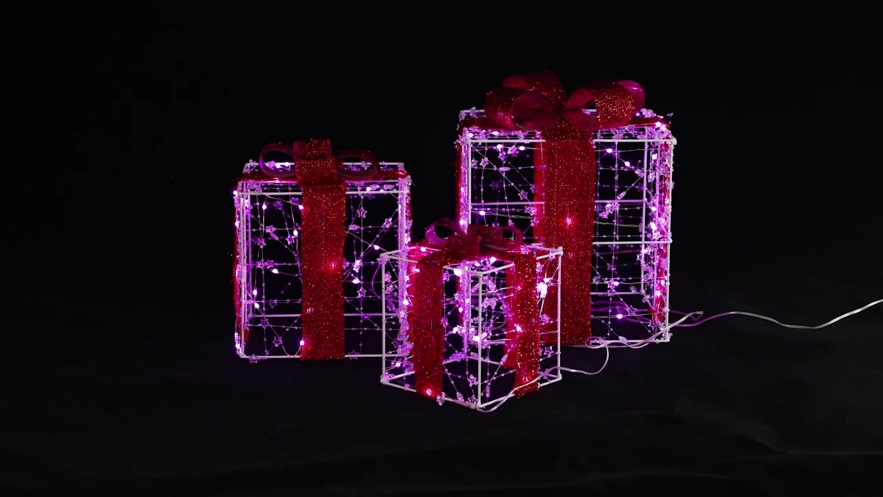 Lighted Christmas Gift Boxes Indoor and Outdoor Decoration