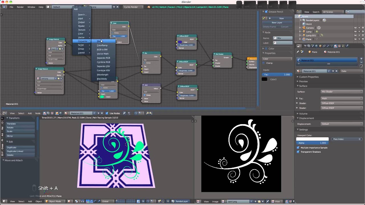 Blender 2.7 - Introduction to Cycles nodes and mixing