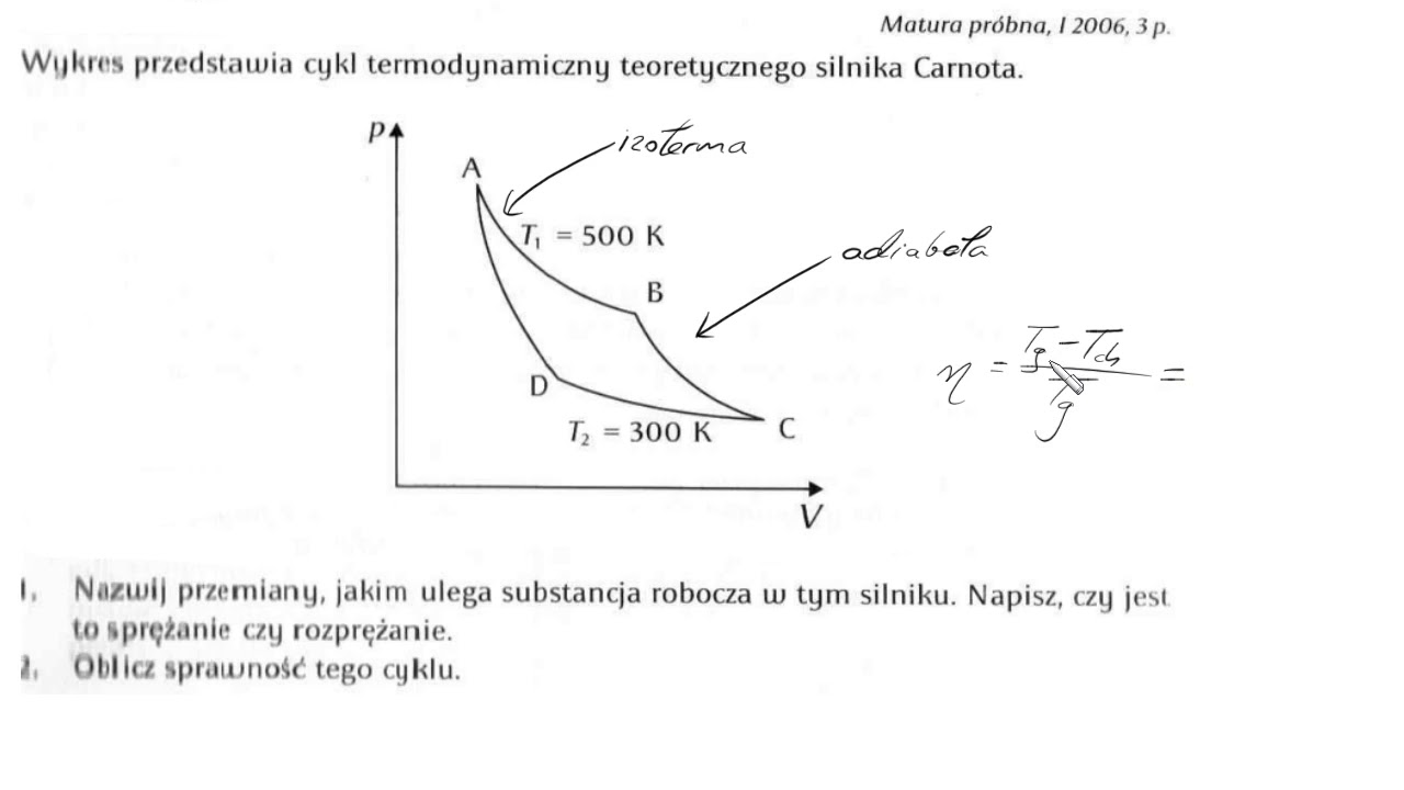 750. Silnik Carnota, adiabata vs izoterma