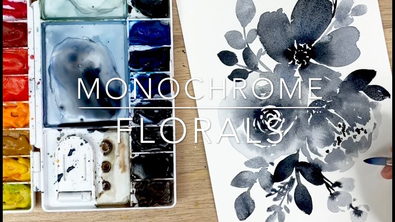 Monochrome Watercolour Florals
