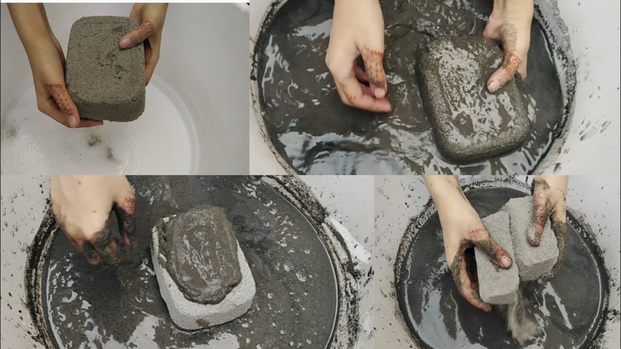 Asmr Soft charcoal+sand crumbles/dipping in water