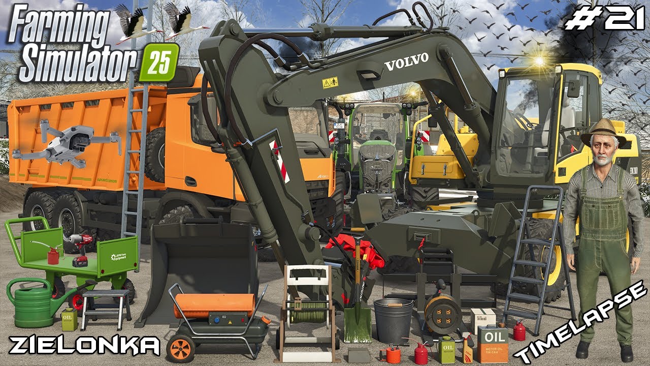 LEVELING & FENCING THE NEW LAND WITH VOLVO EW210D | ZIELONKA | Farming Simulator 25 | Episode 21