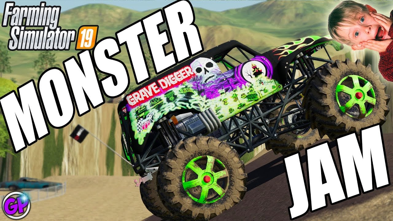 MONSTER JAM FARMING SIMULATOR 19 MONSTER TRUCK FS19 LAMBO MODS // Garrett Plays Farming Simulator 19