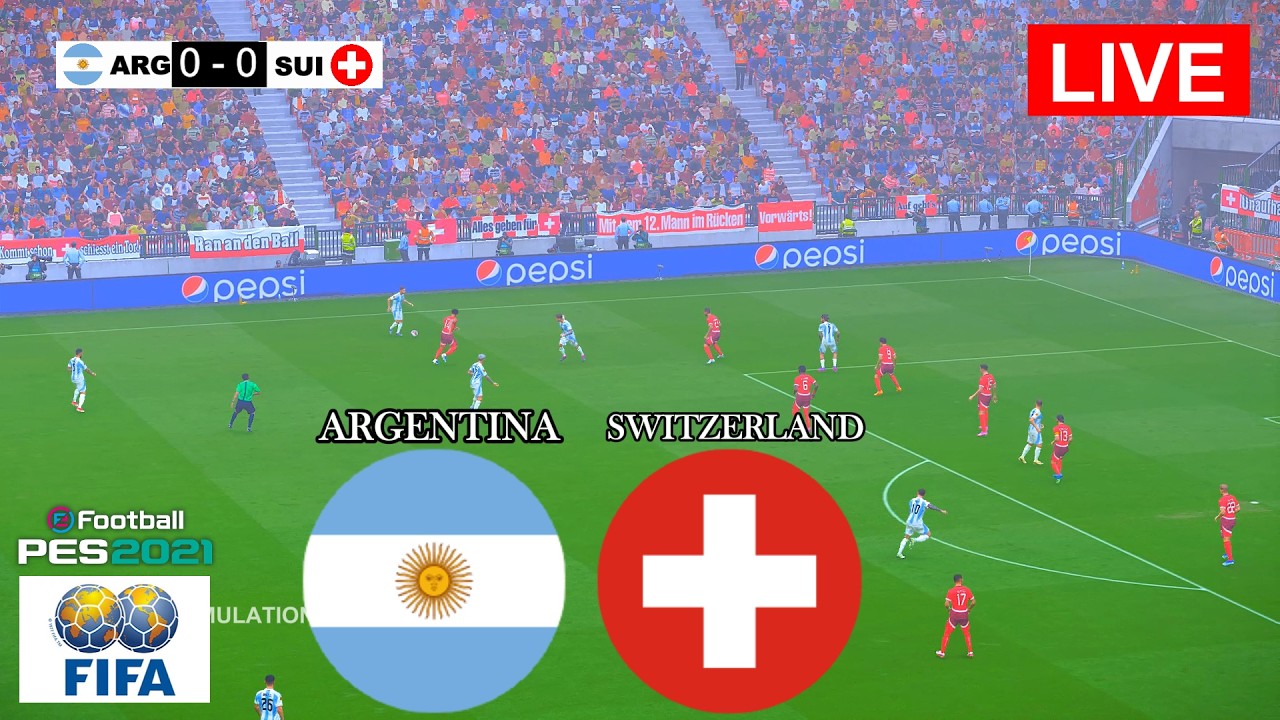 Argentina vs Switzerland Live I Video Game Simulation I Full Match Live Stream I eFootball Pes 21