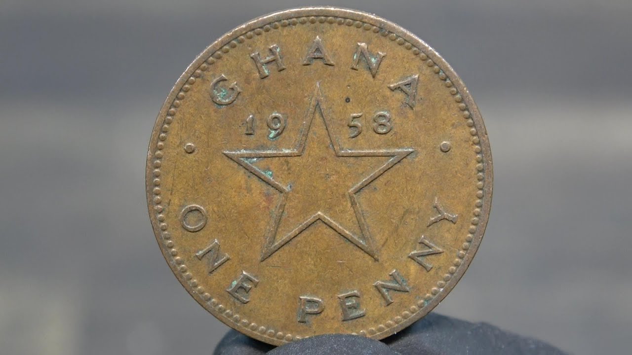 62年前のガーナ1ペニー磨き 鏡面 GHANA ONE PENNY Cleaning