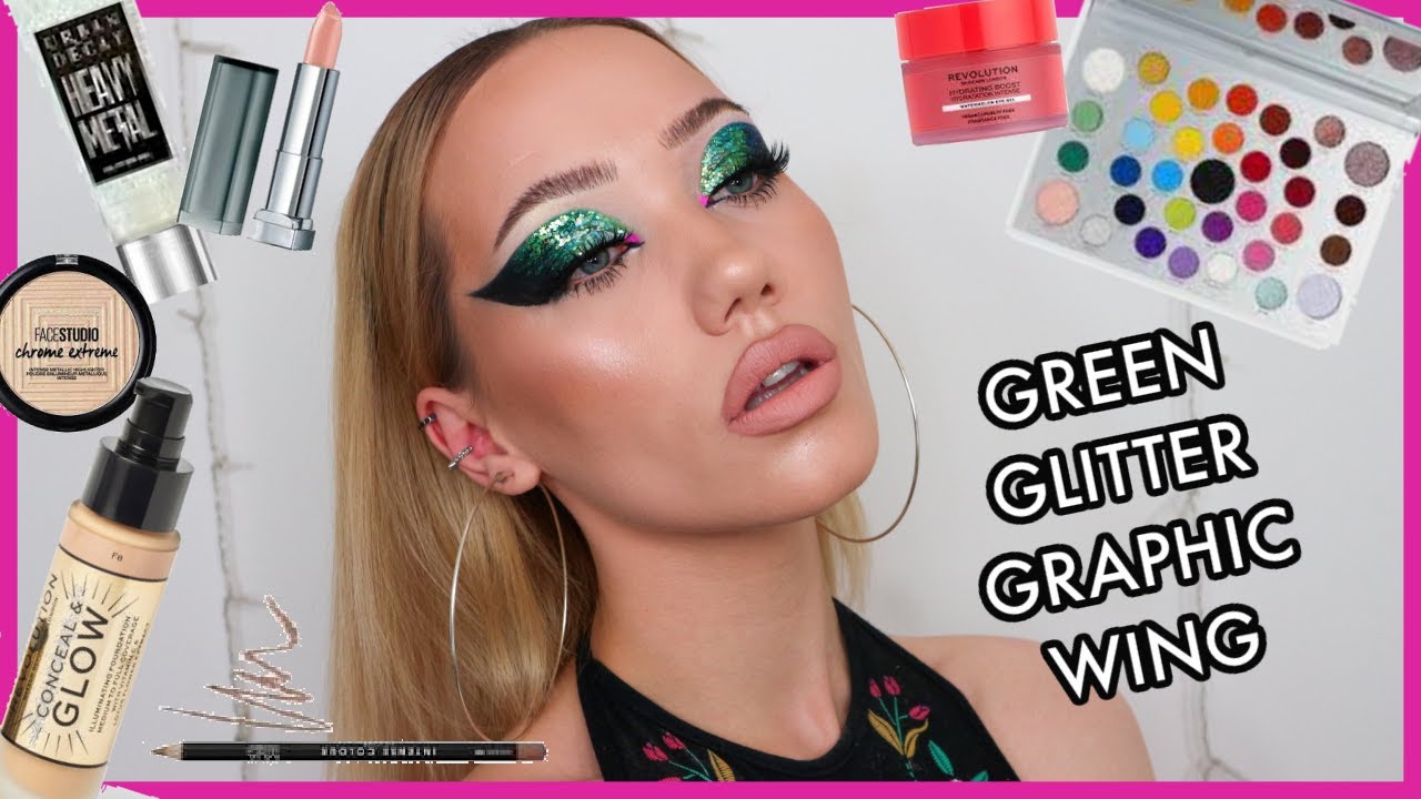 GREEN GLITTERY GRAPHIC LINER TUTORIAL | LOTS OF POTATO | MAKEMEUPMISSA