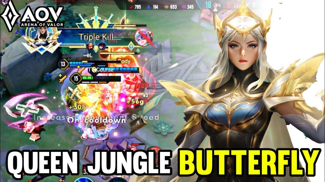 AOV : BUTTERFLY GAMEPLAY | QUEEN JUNGLE - ARENA OF VALOR LIÊNQUÂNMOBILE ROV COT