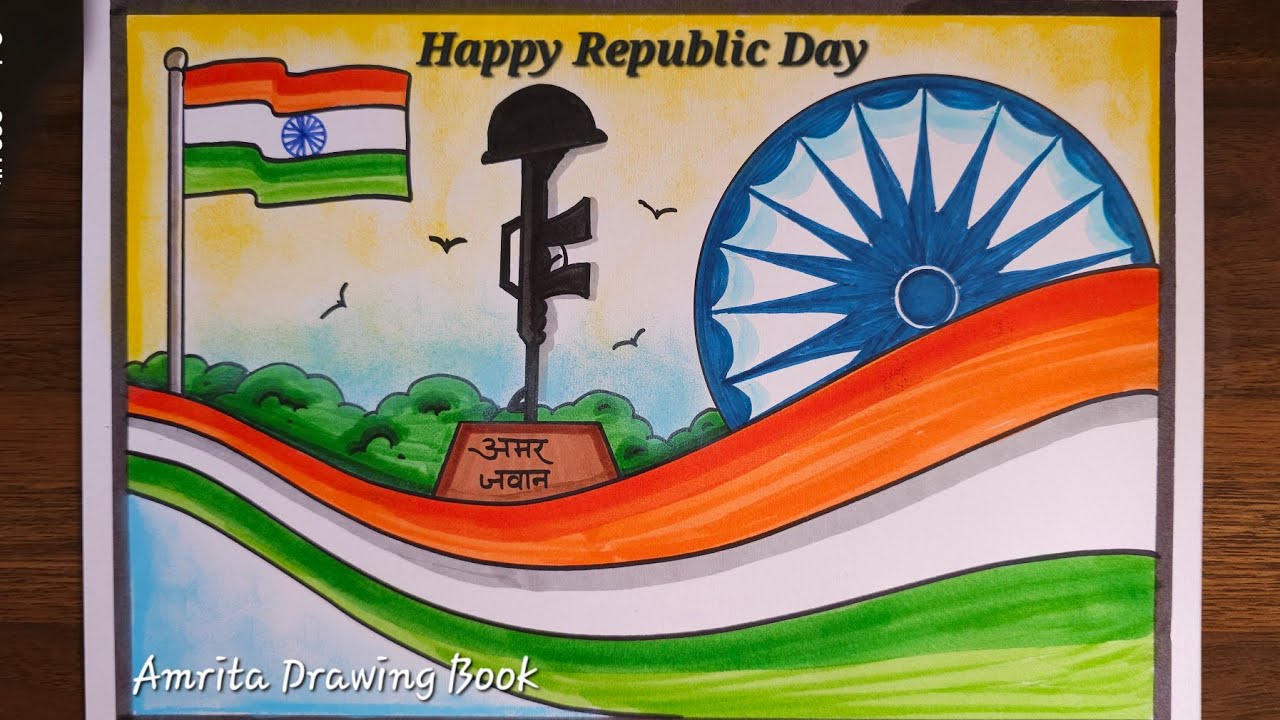 Republic Day Drawing easy | 26 January Drawing | Happy Republic Day Drawing | Swarnim Bharat Drawing