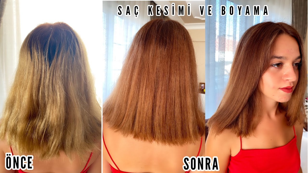 Evde Saç Boyama | Düz Saç Kesimi | Karamel Kahve Saç Boyama | Emine Deligoz