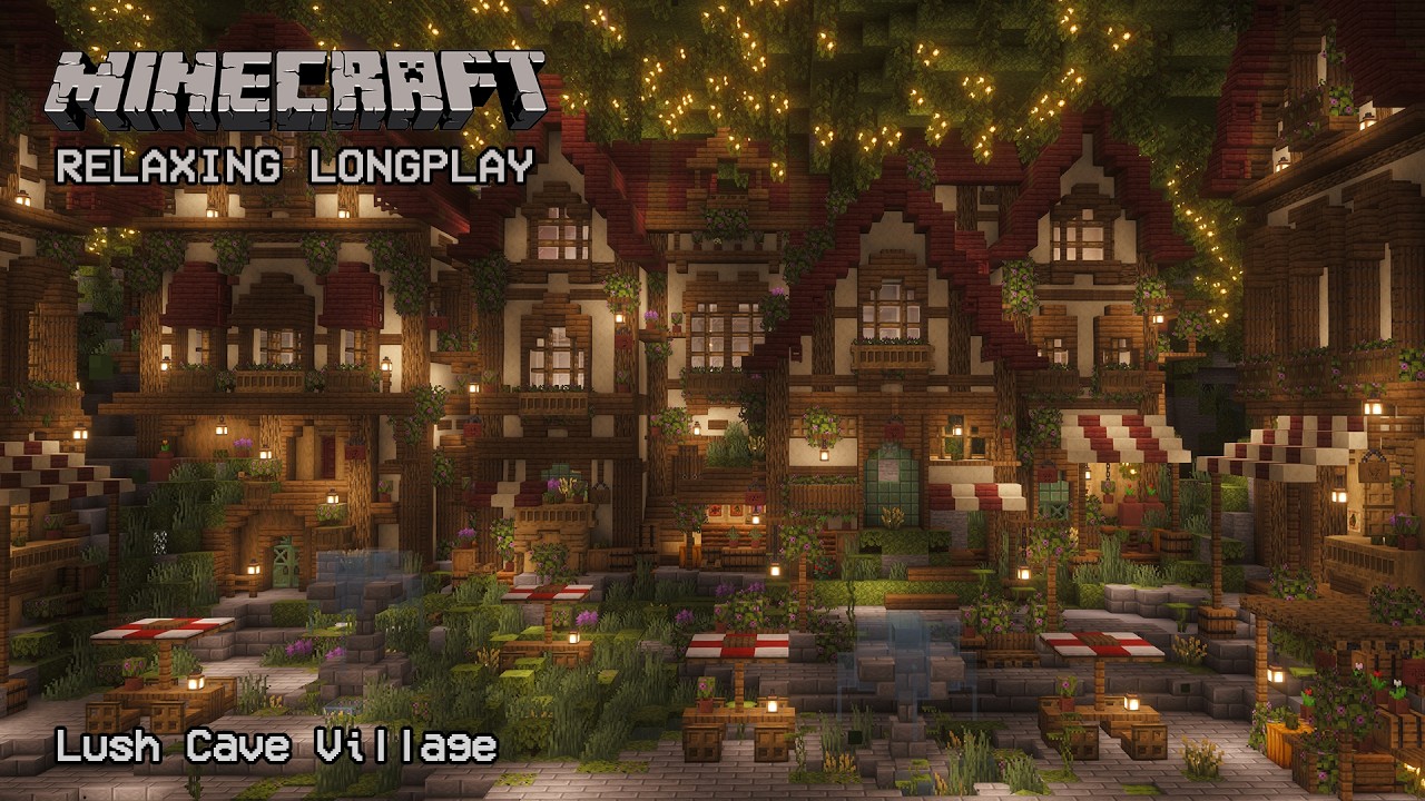 Minecraft Relaxing Longplay - Lush Cave Village - Cozy Cottage House (No Commentary) 1.21