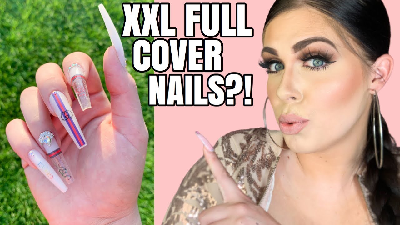XXL FULL COVER TIPS (Lazy Girl Method) DIY Gucci Designer Nails🐯 Reviewing a Gershion Polygel Kit